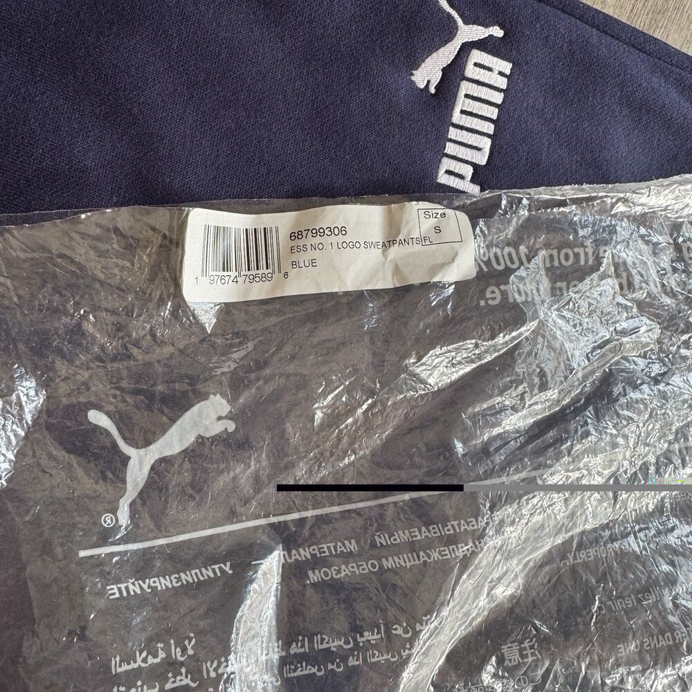 NEW Puma Sweatpants Mens Small Navy Blue Joggers Athletic Pants Casual Logo - Picture 3 of 16